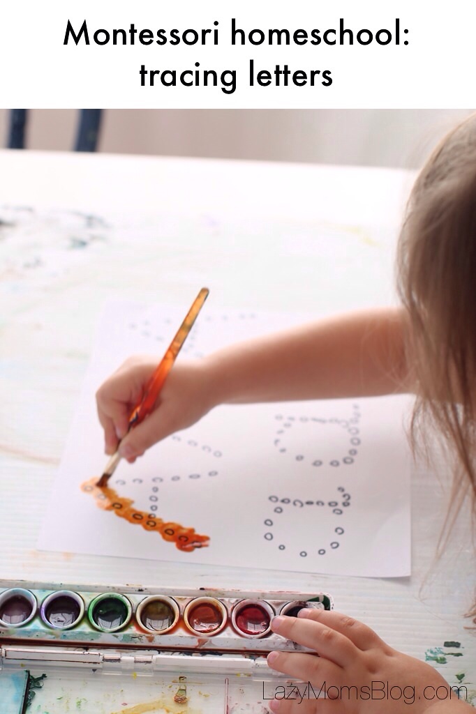 Montessori homeschool: letter tracing with paint. - Joanna Anastasia